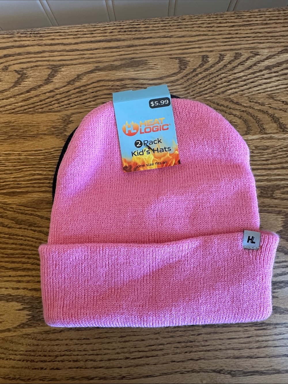 Kids Pink Cuffed Beanie